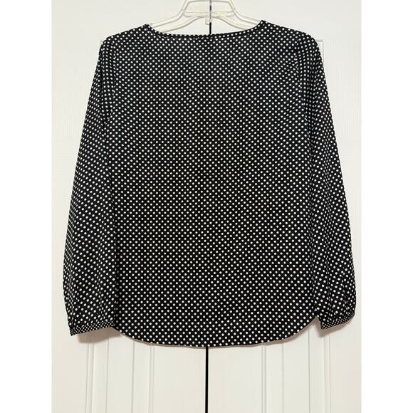 Ann Taylor Black and White Polka Dot L/S Blouse, Size 8 - Picture 2 of 6